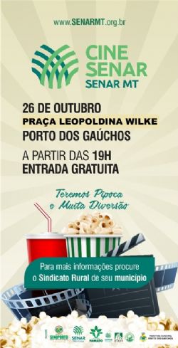 EM PORTO DOS GACHOS: Cine Senar em Porto dos Gachos ser prximo dia 26 de outubro na Praa Leopoldina Wilke com exibio do filme SING