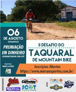 EVENTO: 2 Desafio Taquaral de Mountain Bike ser em agosto em Cceres